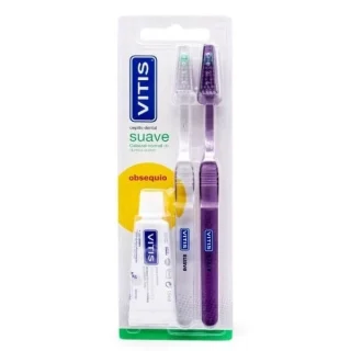 VITIS Pack Cepillo Dental Suave 2 uds + Pasta Blanqueadora 15ml de 
REGALO