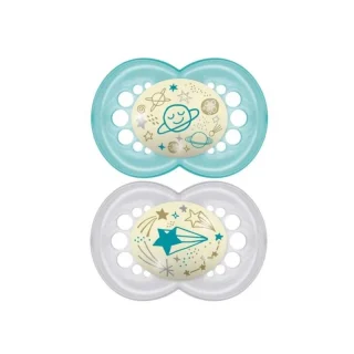 MAM Chupete Tetina de Silicona Night +6 x2 (Azul)