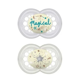 MAM Chupete Tetina de Látex Night +6 x2 (Gris y Blanco)