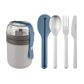 Set de recipiente dual con cubertería de 3 piezas y funda de silicona Berghoff