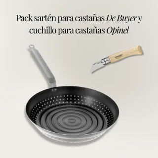 Pack sartén para castañas De Buyer y cuchillo para castañas Opinel