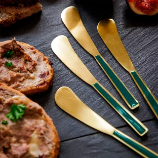 Set de 4 cuchillos para untar inox dorado Artesà KitchenCraft