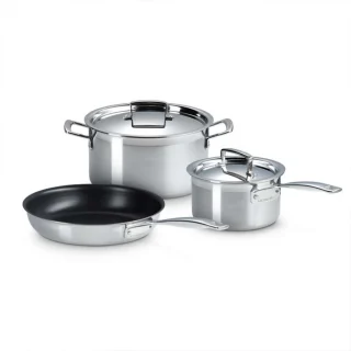 Batería de 3 piezas acero inoxidable Le Creuset