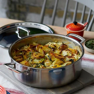 Cacerola baja tipo rustidera acero inox Le Creuset