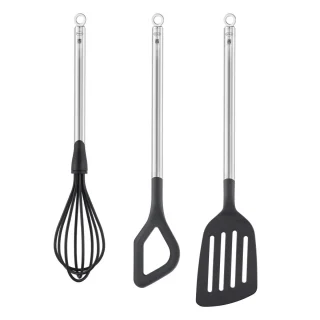Conjunto de 3 utensilios de cocina de nailon con mango de inox Basic Line Rösle