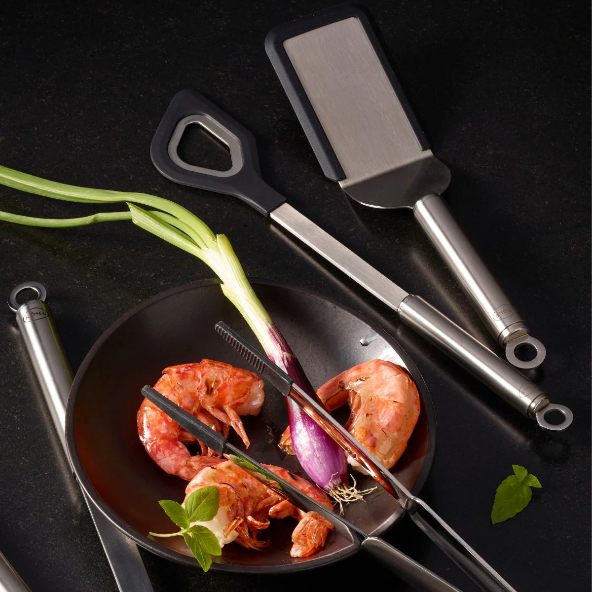 Cuchara espátula con agujero de inox con bordes de silicona Rösle - Imagen 5