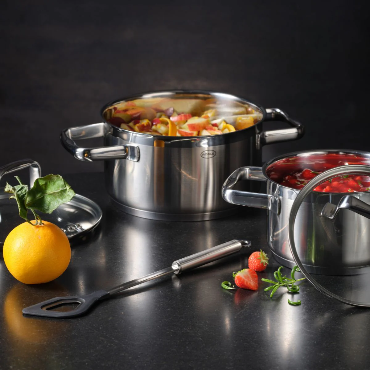 Cuchara espátula con agujero de inox con bordes de silicona Rösle - Imagen 7