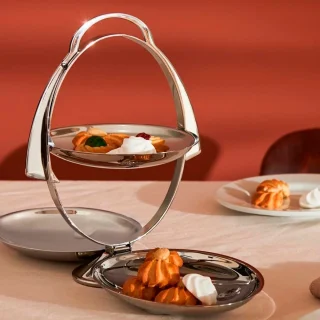 Bandeja expositora plegable de acero inoxidable Anna Gong Alessi