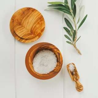 Recipiente con tapa de madera de olivo Selbrae