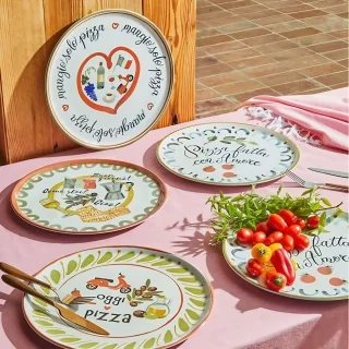 Set de 4 platos de porcelana para pizza Cinzia Andrea Fontebasso Tognana
