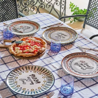 Set de 4 platos de porcelana para pizza Love Andrea Fontebasso Tognana