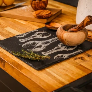 Plato y salvamanteles cuadrado de pizarra Selbrae