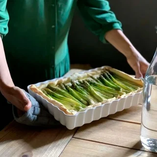 Molde cerámico ondulado 34x24cm blanco Emile Henry