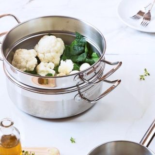 Olla de acero inox. con accesorio para cocinar al vapor Bra