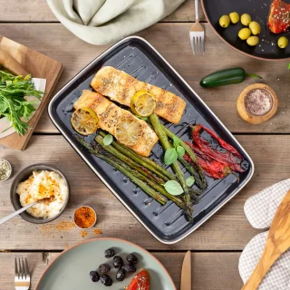 Parrilla rectangular de terracota para barbacoa y horno Römertopf