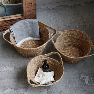 Set de 3 cestos de junco House Doctor