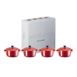 Set de 4 mini cocottes cereza Metallics Le Creuset