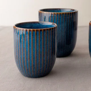 Vaso de gres tipo taza sin asa Sapphire Dutch Rose