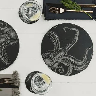 Tabla redonda de pizarra para quesos y aperitivos Selbrae